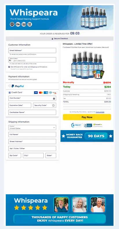 Whispeara order page